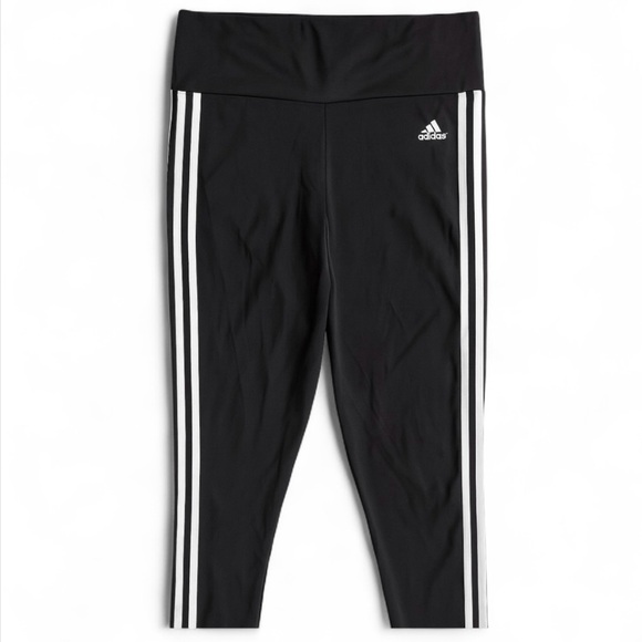 New Adidas Black 3-Stripes Cropped AEROREADY Leggings Athleisure Activewear XL - Picture 1 of 6